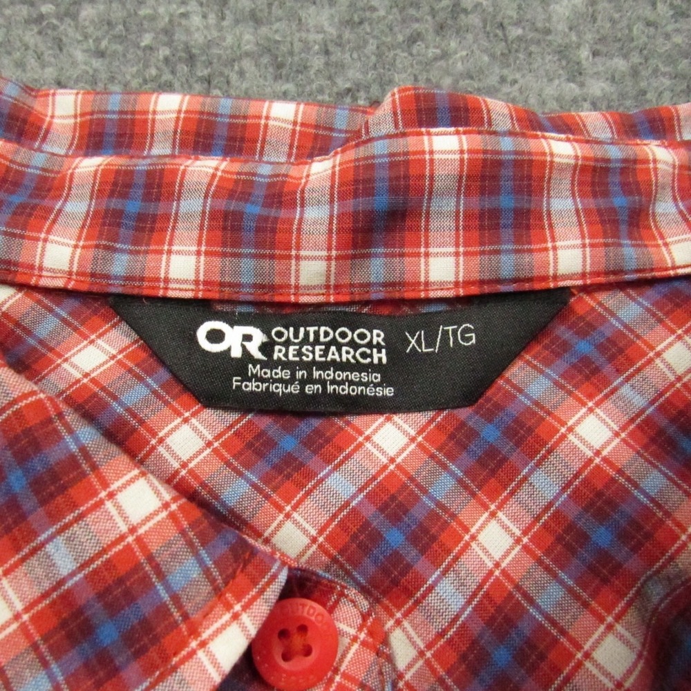 Outdoor Research Shirt Mens Extra Large XL Seapine Cranberry Plaid Short Sleeve‎ - Picture 2 of 16